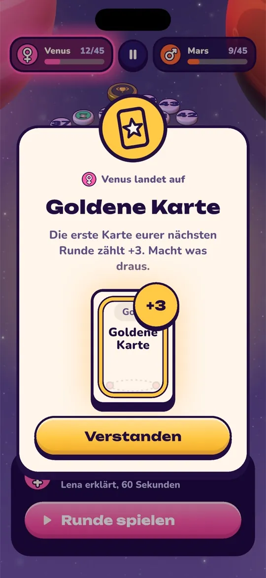Spezialfeld Goldene Karte: Die nächste Karte zählt drei Punkte