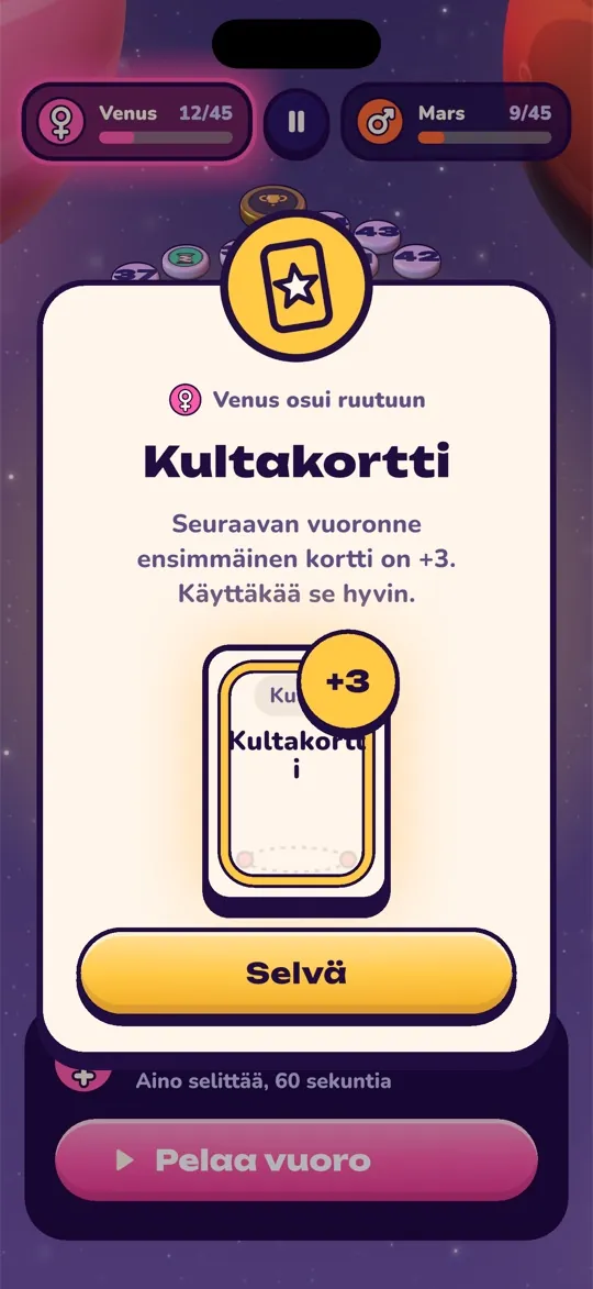 Kultakortti-erikoisruutu: seuraava kortti on kolmen pisteen arvoinen