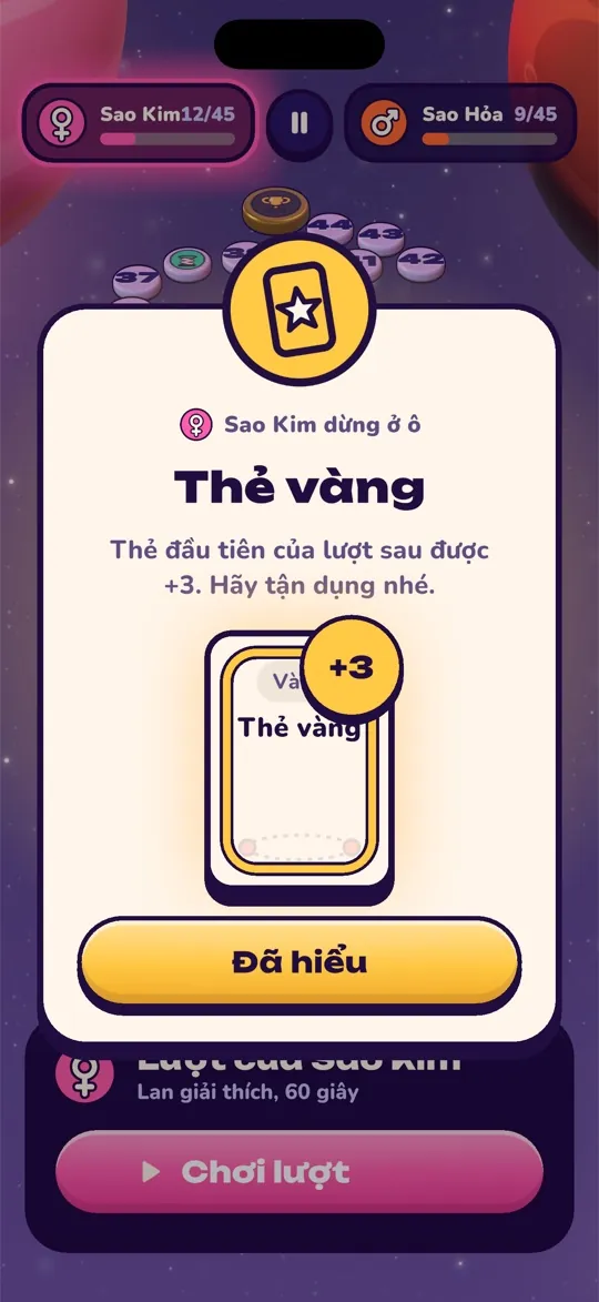 Ô đặc biệt Thẻ vàng: thẻ tiếp theo được ba điểm