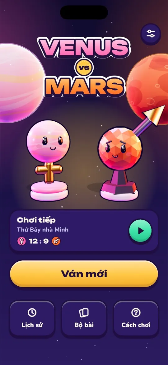 Màn hình chính Venus vs Mars với quân Venus và Mars